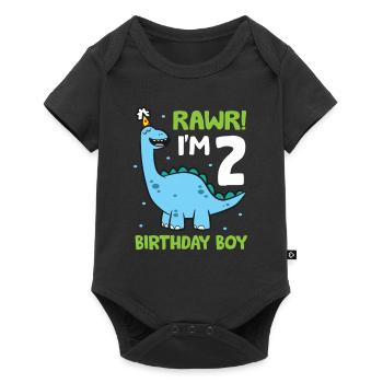 Rawr Je suis 2 Birthday Boy Dinosaurs - Body à manches courtes Premium Bébé - noir - Devant