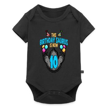 This Saurus Is 10 Dinosaur Footprint Birthday - Baby Premium short-sleeve bodysuit - black - Front