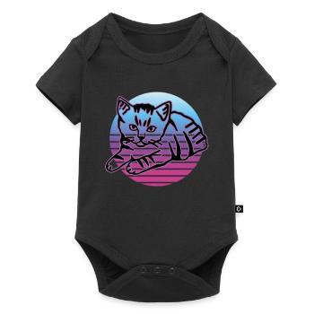 Chat graphique Retro Cat pour les propriétaires de chats - Body à manches courtes Premium Bébé - noir - Devant