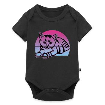 Chat graphique Retro Cat pour les propriétaires de chats - Body à manches courtes Premium Bébé - noir - Devant