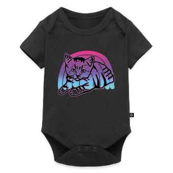 Chat graphique Retro Cat pour les propriétaires de chats - Body à manches courtes Premium Bébé - noir - Devant