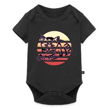 Chat graphique Retro Cat pour les propriétaires de chats - Body à manches courtes Premium Bébé - noir - Devant