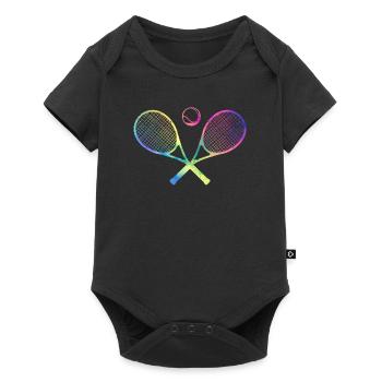 tennis raquettes croisées boule drôle sport jeux - Body à manches courtes Premium Bébé - noir - Devant
