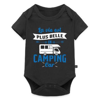 La vie est plus belle en Camping-car humour cadeau - Body à manches courtes Premium Bébé - noir - Devant