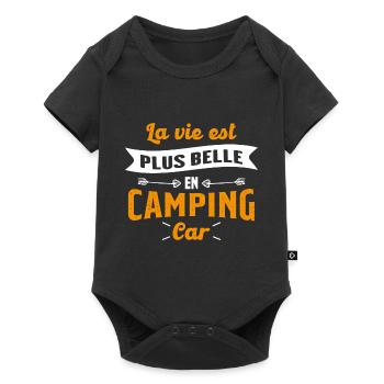 La vie est plus belle en Camping-car humour cadeau - Body à manches courtes Premium Bébé - noir - Devant