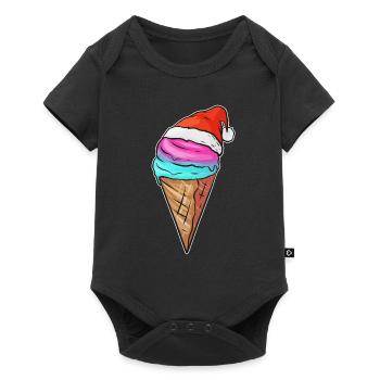 Ice Cream Cone With Ice Cream And Santas Hat For - Baby Premium short-sleeve bodysuit - black - Front