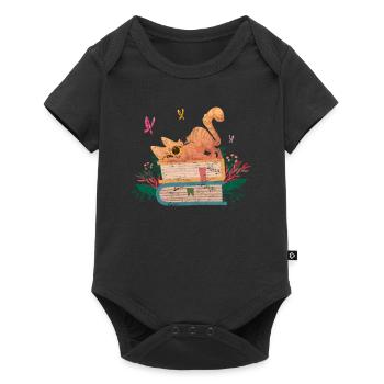Cat Cute Book Plant Lover Flower Book Lover Cat Ki - Baby Premium Kurzarmbody - Schwarz - Vorne
