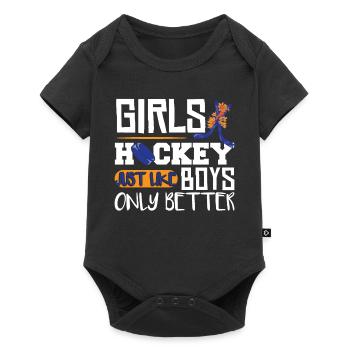 Girls Hockey Ice Hockey Player - Baby Premium short-sleeve bodysuit - black - Front