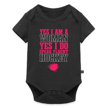 Hockey Frauen Lustiges Eishockey - Baby Premium Kurzarmbody - Schwarz - Vorne