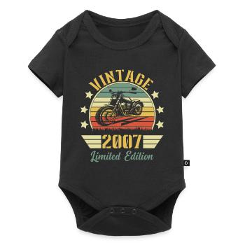 Vintage 2007 Retro Motorcycle Birthday Gift - Baby Premium short-sleeve bodysuit - black - Front