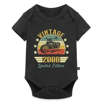 Vintage 2008 Retro Motorcycle Birthday Gift - Baby Premium short-sleeve bodysuit - black - Front
