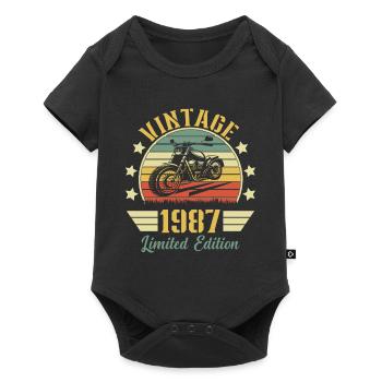 Vintage 1987 Retro Motorcycle Birthday Gift - Baby Premium short-sleeve bodysuit - black - Front