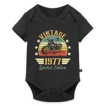 Vintage 1977 Retro Motorcycle Birthday Gift - Baby Premium short-sleeve bodysuit - black - Front