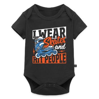 I Wear Skates and Hit People Roller Derby Roller - Baby Premium short-sleeve bodysuit - black - Front