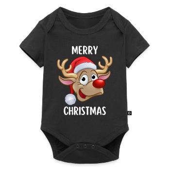 Joyeux Noël Drôle de Chemise de Noël - Body à manches courtes Premium Bébé - noir - Devant