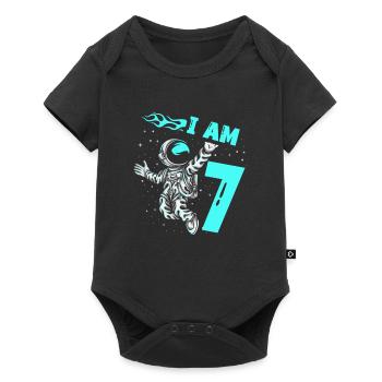 Astronauten-liebhaber-raumschiff Tout le meilleur pour le 7. - Body à manches courtes Premium Bébé - noir - Devant