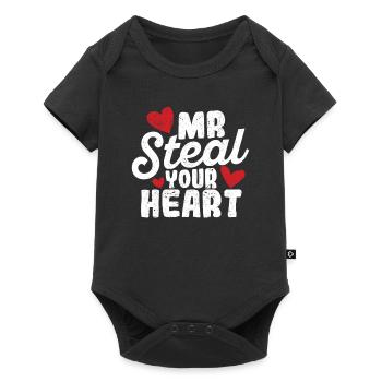Mr. Steal Your Heart Couples de la Saint-Valentin Tout-petit - Body à manches courtes Premium Bébé - noir - Devant