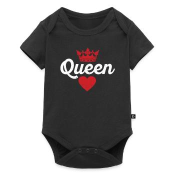 Queen Red Heart Crown Silhouette Couples Man - Baby Premium short-sleeve bodysuit - black - Front
