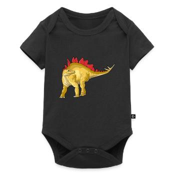 Stegosaurus Dinosaurier Kinder Dino Geschenk - Baby Premium Kurzarmbody - Schwarz - Vorne