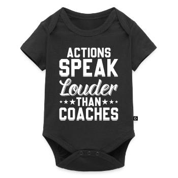 Les actions parlent plus fort que les entraîneurs - Funny Soccer C - Body à manches courtes Premium Bébé - noir - Devant