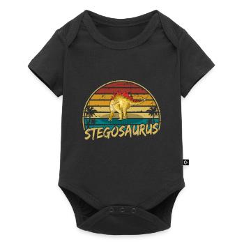Stegosaurus Dinosaurier Kinder Dino Geschenk - Baby Premium Kurzarmbody - Schwarz - Vorne