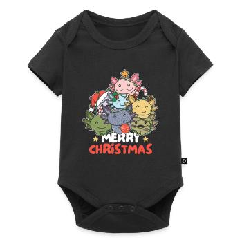 Axolotl Weihnachtsbaum frohe Weihnachten - Baby Premium Kurzarmbody - Schwarz - Vorne