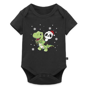 Panda Trex Christmas Snow Winter Animals - Baby Premium short-sleeve bodysuit - black - Front