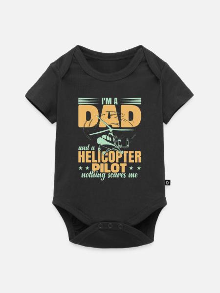 Hubschrauberpilot Papa - Baby Premium Kurzarmbody - Schwarz