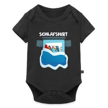 Schlafshirt Vogelmotiv Vögel Amsel Rotkehlchen Vog - Baby Premium Kurzarmbody - Schwarz - Vorne