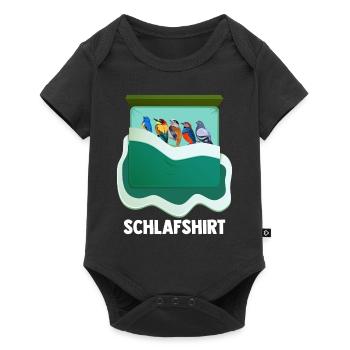 Schlafshirt Vogelmotiv Amsel Rotkehlchen Vogel Lie - Baby Premium Kurzarmbody - Schwarz - Vorne