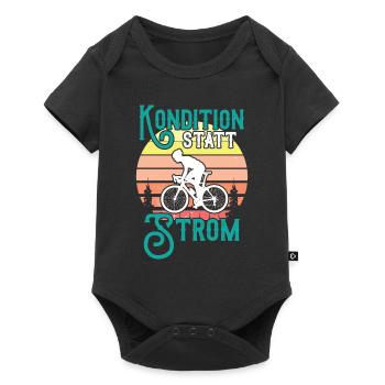 Kondition Statt Strom Fahrrad Fahrradfahrer Spruch - Baby Premium Kurzarmbody - Schwarz - Vorne