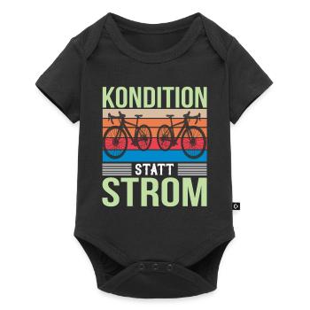 Kondition Statt Strom Fahrradfahrer Drahtesel - Baby Premium Kurzarmbody - Schwarz - Vorne