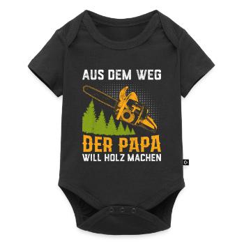 Der Papa Will Holz Machen - Baby Premium Kurzarmbody - Schwarz - Vorne