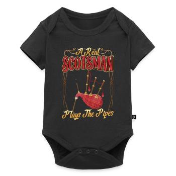 A Real Scotsman Plays The Pipes - Bagpiper - Baby Premium Kurzarmbody - Schwarz - Vorne