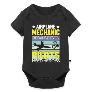 Pilote d’avion du mécanicien d’aéronef - Body à manches courtes Premium Bébé - noir - Devant