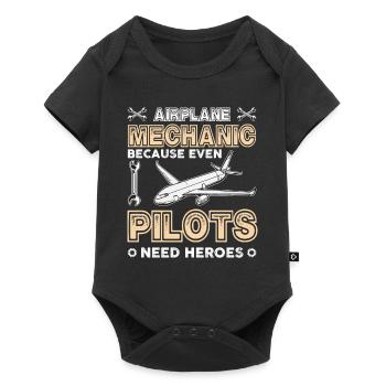 Pilote d’avion du mécanicien d’aéronef - Body à manches courtes Premium Bébé - noir - Devant