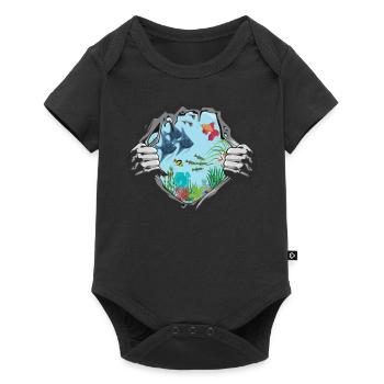 Aquaristik Geschenkidee Fisch Design - Baby Premium Kurzarmbody - Schwarz - Vorne