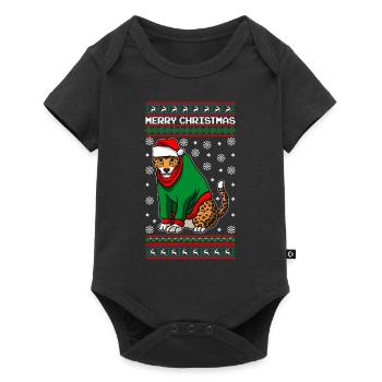 Leopard mit Ugly Christmas Sweater - Baby Premium Kurzarmbody - Schwarz - Vorne