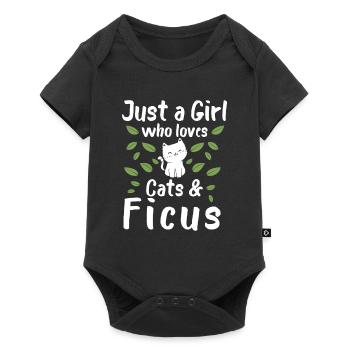 Juste une fille qui aime les chats et les ficus - Body à manches courtes Premium Bébé - noir - Devant