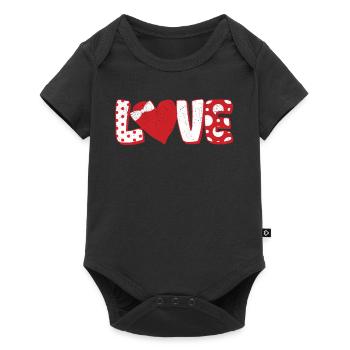 Polka Dot Liebe Herz Fliege Valentinstag Paare - Baby Premium Kurzarmbody - Schwarz - Vorne