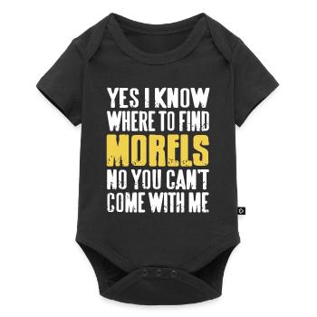 I Know Where To Find Morel's Funny Mushroom Hunter - Baby Premium short-sleeve bodysuit - black - Front