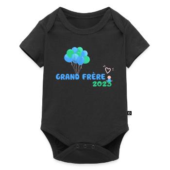 Grand Frère 2023 Idée Cadeau Annonce Grossesse - Body à manches courtes Premium Bébé - noir - Devant