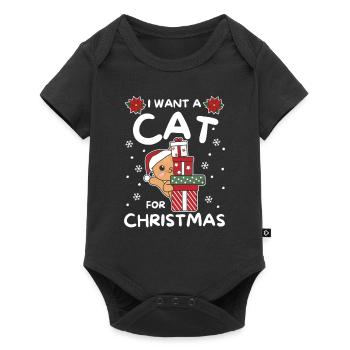 I want a cat for Christmas cute cats - Baby Premium short-sleeve bodysuit - black - Front