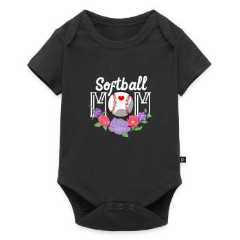 Softball Mère Baseball Fille Fils Cadeau - Body à manches courtes Premium Bébé - noir - Devant