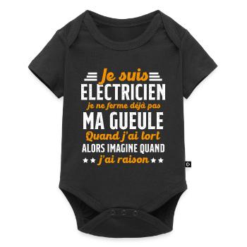 Electricien humour qui ne ferme pas sa gueule - Body à manches courtes Premium Bébé - noir - Devant