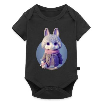 Lapin mignon avec son jouet - Body à manches courtes Premium Bébé - noir - Devant