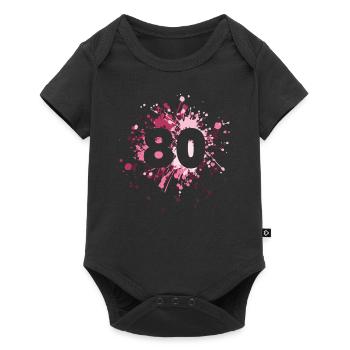 Nombre 80e éclaboussure de couleur - Body à manches courtes Premium Bébé - noir - Devant