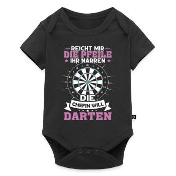 Retro Dartmotive & vintage Dartscheibe 180 Dart - Baby Premium Kurzarmbody - Schwarz - Vorne