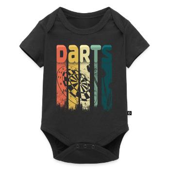 Retro Dart Motifs & Vintage Dartboard 180 Dart - Baby Premium short-sleeve bodysuit - black - Front