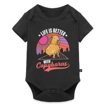 La vie est meilleure avec un capybara - Body à manches courtes Premium Bébé - noir - Devant